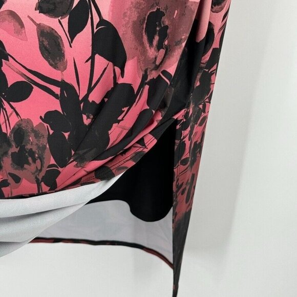 DG2 by Diane Gilman Layered Sleeveless knit Dress Black floral size large - Picture 9 of 12